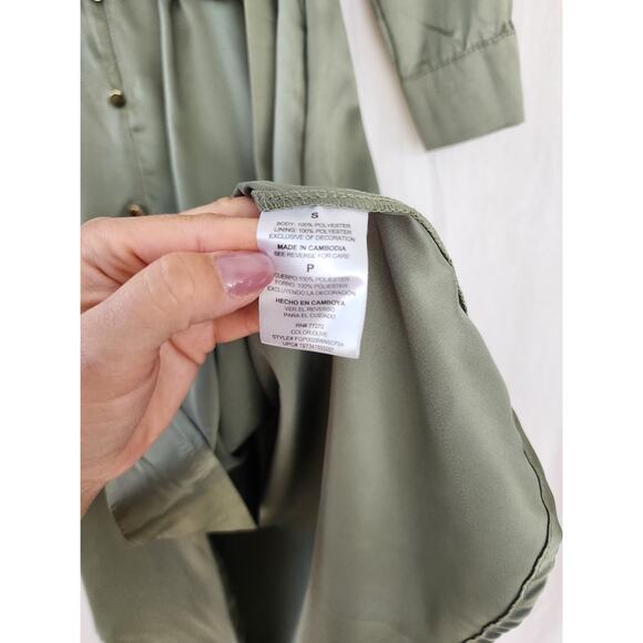 French Connection NWT shirt dress olive green button front belted preppy career - Picture 11 of 12